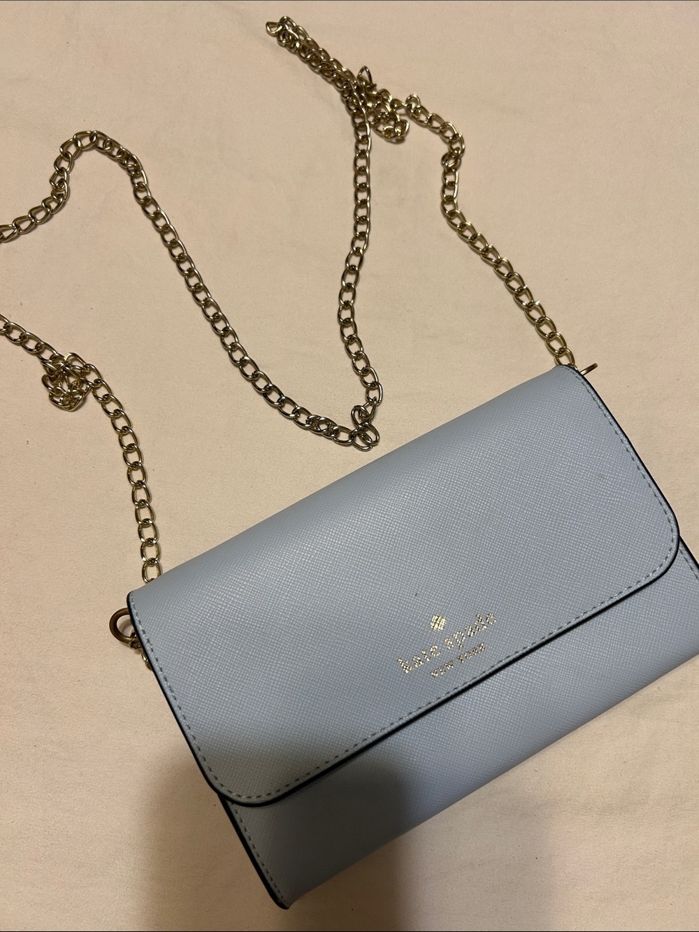 kate spade Light Blue Crossbody Bag with Gold Chain